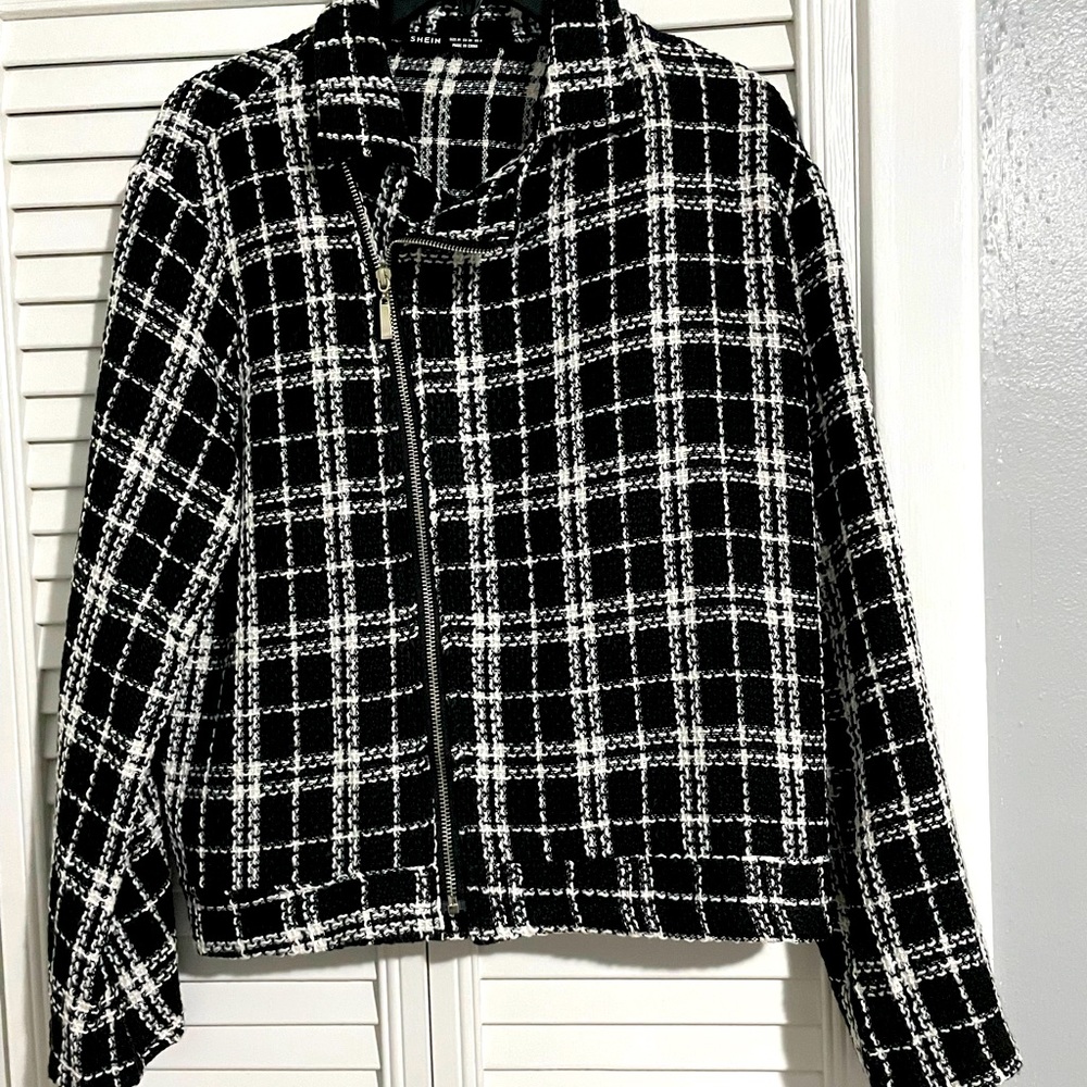 Twill zip up jacket- SHEIN